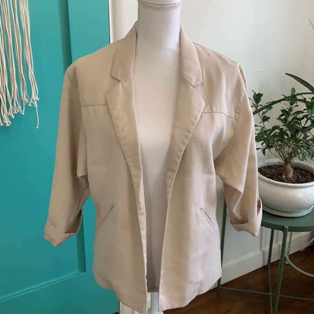 *Vintage* Linen Blend Boxy Blazer